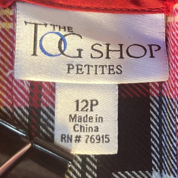 SZ 12P Red & Black plaid pleated midi skirt classic academia preppy - Picture 5 of 8